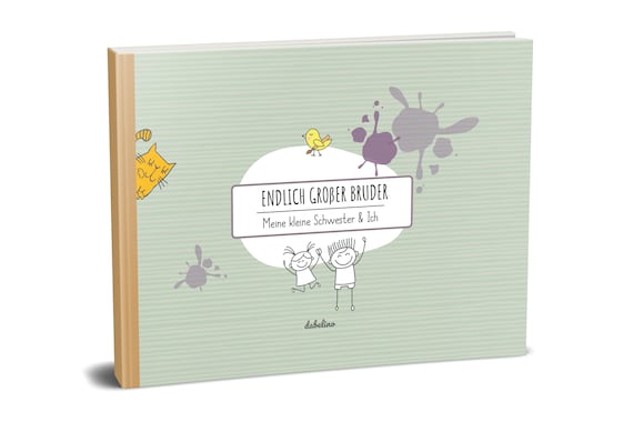Geschenk zur Geburt: Großer Bruder + kleine Schwester Geschwisterbuch (Geschwister-Album, Fotoalbum, Erinnerungsbuch, Öko)