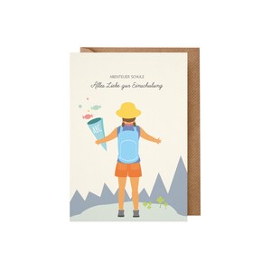 Karte zur Einschulung für Mädchen: Abenteuer Schule (Recyclingpapier, mit Umschlag)