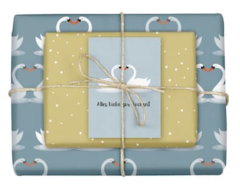 Wedding wrapping paper: 4x sheets + 1 card set