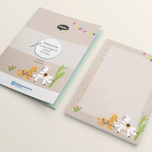 Lama stationery set for children: A5 lined, 10 envelopes, 1 painting block incl. stationery folder for girls, boys, beginners image 4