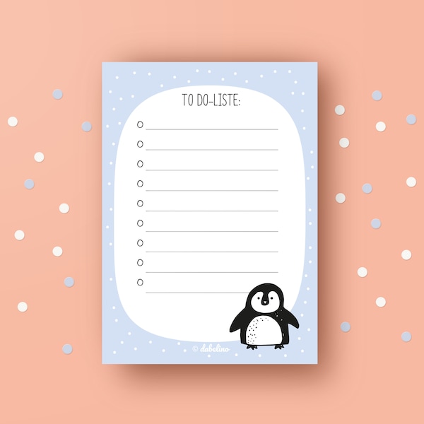 4x25 Blatt Notizblock To-Do-Liste, DIN A6: Pinguin