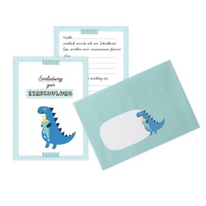 Einladung zur Einschulung "Dinosaurier" für Jungn: 6 Einladungskarten zum Schulanfang + Umschlägen im Set (Schuleingang, Schuleinführung)