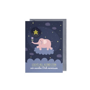 Trauerkarte Kind/ Baby (Sternenkind): rosa Elefant