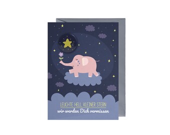 Trauerkarte Kind/ Baby (Sternenkind): rosa Elefant