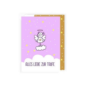 Schutzengel-Karte zur Taufe für Mädchen + Kuvert