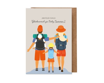 Birth Card: Congratulations on your second child (big sister, baby) | Recycled paper