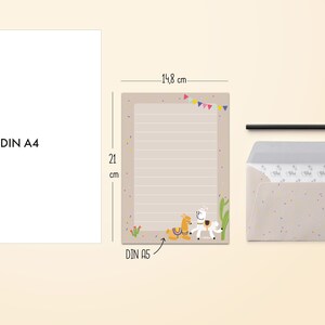 Lama stationery set for children: A5 lined, 10 envelopes, 1 painting block incl. stationery folder for girls, boys, beginners image 5