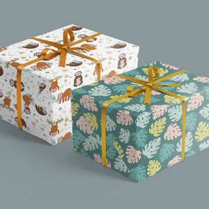 4x sloth wrapping paper sheets + 4x gift tags image 3