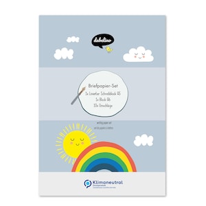 Set di cancelleria arcobaleno per bambini: blocco per appunti a righe A5, 10 buste, blocco da disegno A6 (inclusa cartellina per cancelleria) | ragazzi, ragazze, colorato