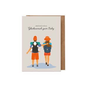 Karte zur Geburt: Abenteuer Familie (Baby, Junge, Mädchen, unisex) | Recyclingpapier