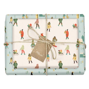 Geschenkpapier Set Weihnachten / Diversity: 4x Bögen + 4x Anhänger (für Kinder + Erwachsene, BIPoC, Diversität, öko, umweltfreundlich)