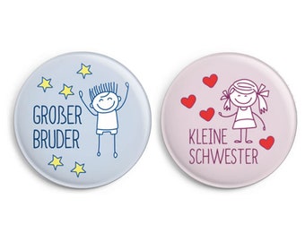 Button-Set: Großer Bruder + Kleine Schwester | Geschenk