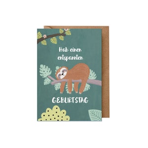 Geburtstagskarte: Faultier (für Kinder und Erwachsene) | Recyclingpapier