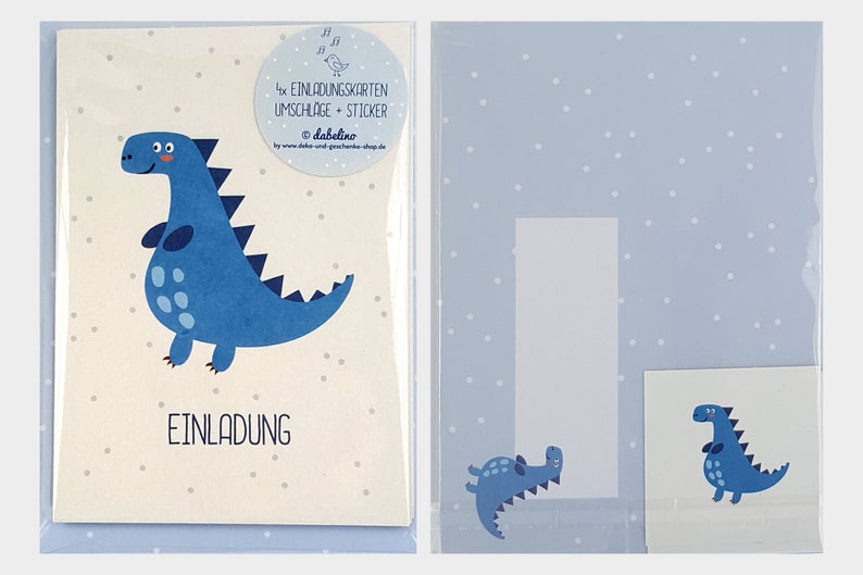 4x Dinosaurier-Einladungskarten-Set : Geburtstag Bild 2