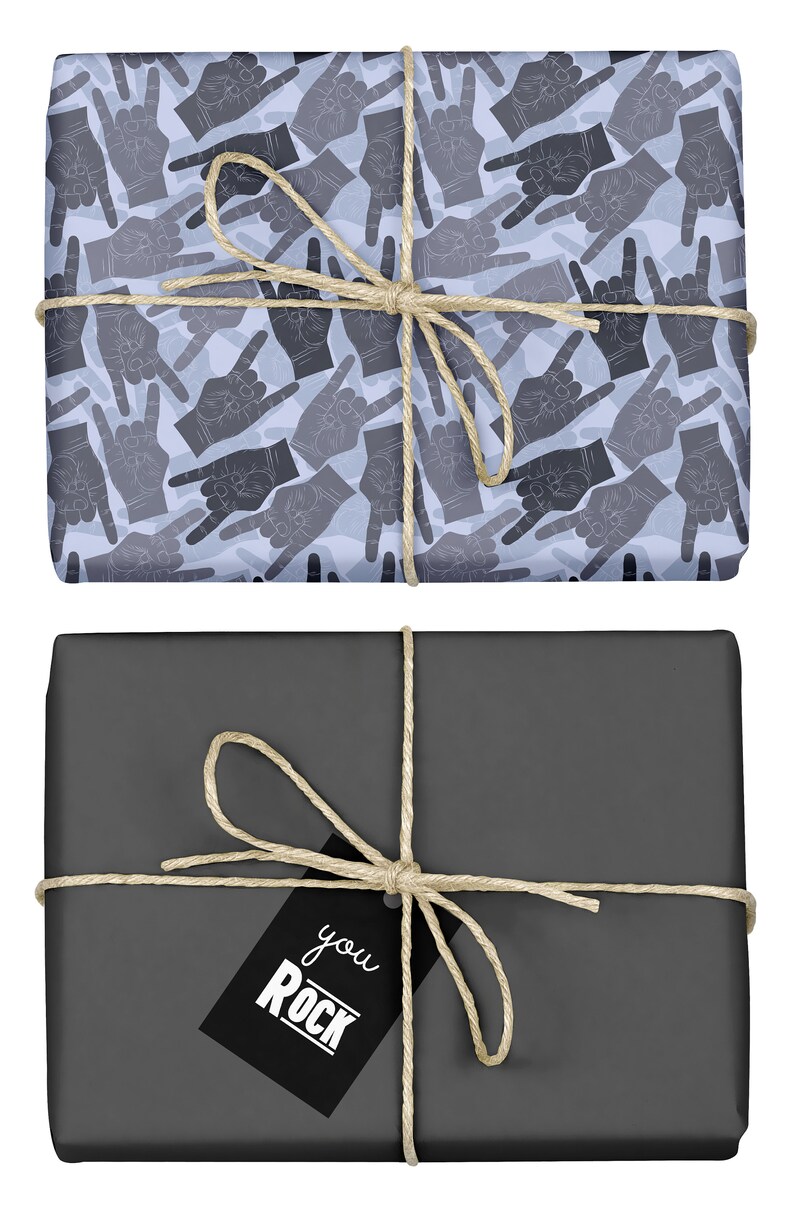 4x Metal Hand/ Rock Wrapping Paper for men image 3