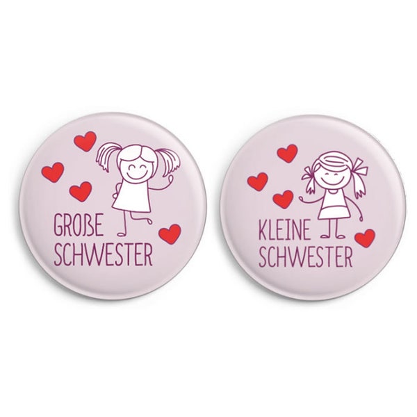 Button-Set: Große Schwester + Kleine Schwester | Geschenk