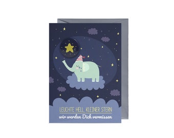 Trauerkarte Kind/ Baby (Sternenkind): Elefant
