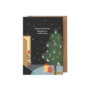 Weihnachtskarte Kinder + Hund/ Dackel (außergewöhnlich, BIPoC, Diversität, nachhaltig, Design Karte Weihnachten mit Umschlag, modern spruch)