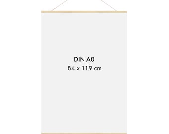 85 cm magnetic poster strip for DIN A0 (84 x 119 cm) or DIN A1 (84 x 60 cm) prints, eco-wood picture strip