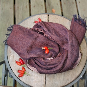 Scarf linen brown accessory unisex man scarves woman summer scarf with fringes LINEN GIFT for her/ him