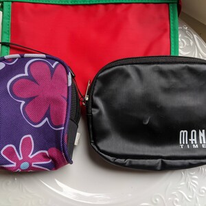 Monederos vintage una gran cantidad de 3 cosméticos cajas rojo amarillo púrpura floral bolsa negra mujeres