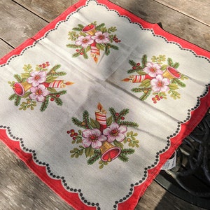 Vintage Tischdecke Quare rot Weihnachten grau Dekor Dekoration Tisch Bettwäsche