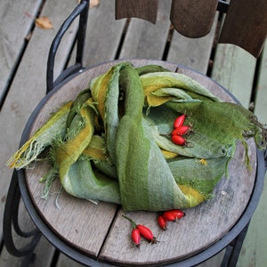 Green pure linen scarf for man or woman summer accessory shawl LINEN GIFT eco Mother Day