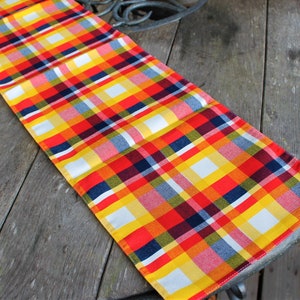 Vintage mantel manteles ropa de cama corredor NUEVO a cuadros amarillo azul blanco rojo decoración