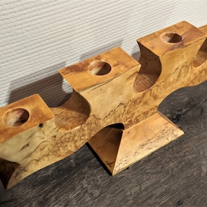 Vintage candle holder wood handmade candlestick yellow Home decor scandinavian
