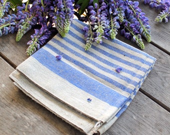 Asciugamano bagno lino blu e grigio rustico biancheria, da bagno eco-friendly regalo per lui lino