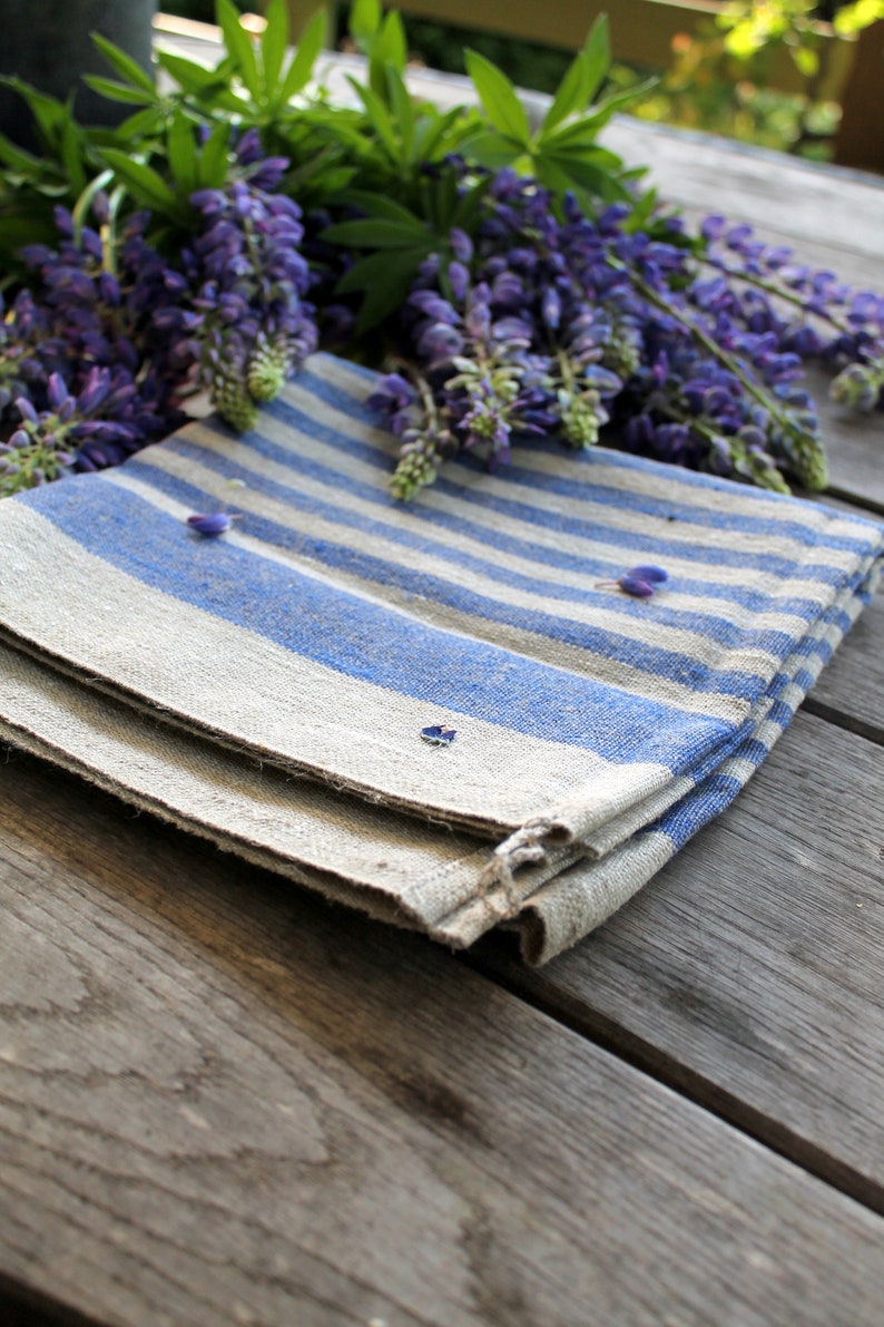 Towel Linen Bath Blue and Gray Rustic Linen Bathroom Eco Etsy