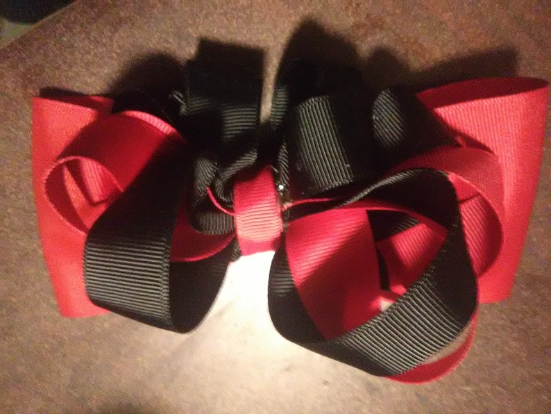 Girl 6 Inch Hair Bow Red /& Black Valentine/'s Day Left Handed Clip