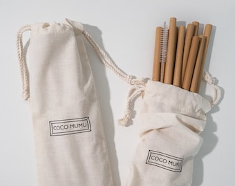 Drinking Bamboo Straws Set of 10 : No Plastic | Sustainable | Eco-Friendly | Bamboo Straw | Zero Waste | Reusable | 20cm | Pouch | Organic