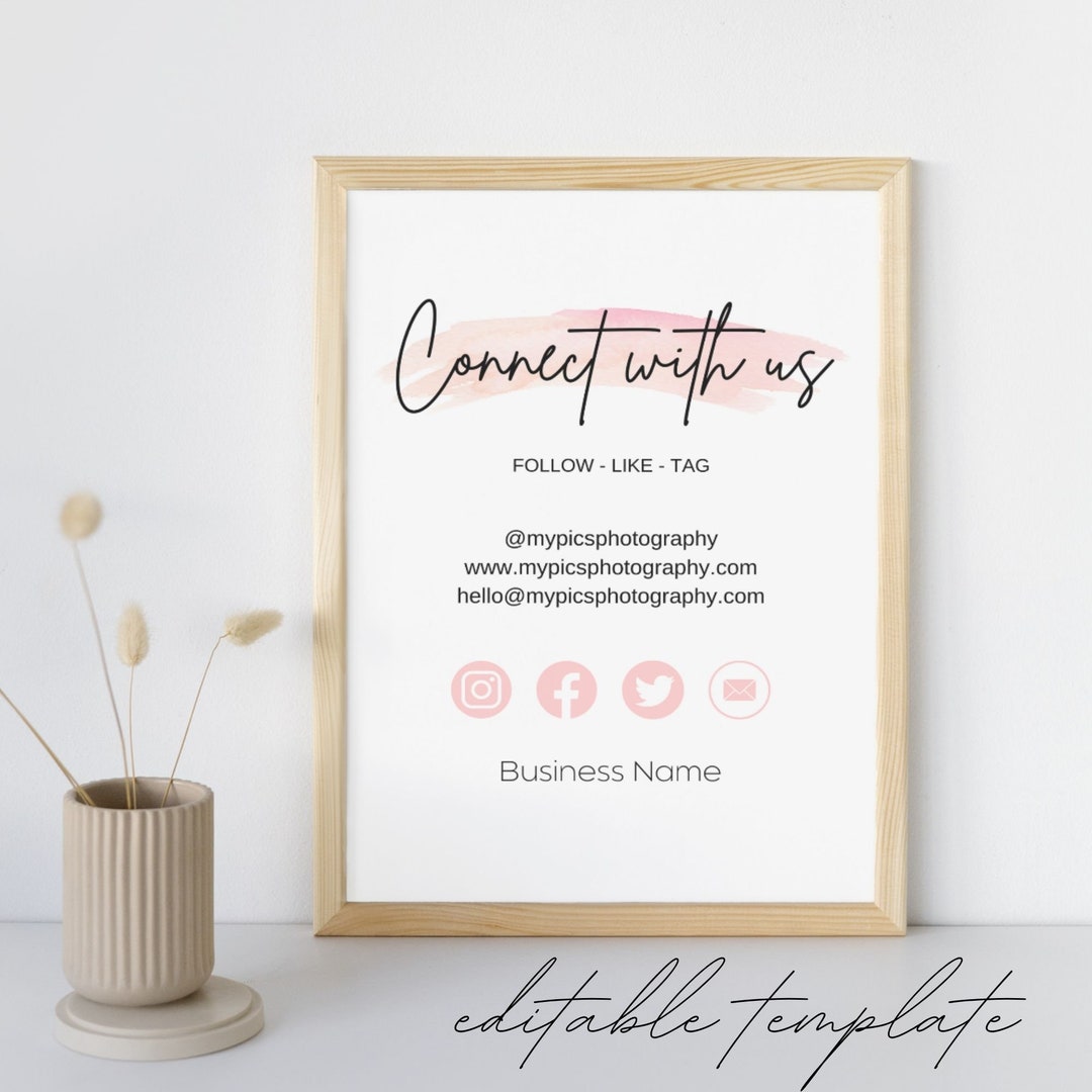 Connecte Sign Social Media Small Business Sign, Stay Connected Sign, Lets Connect ...