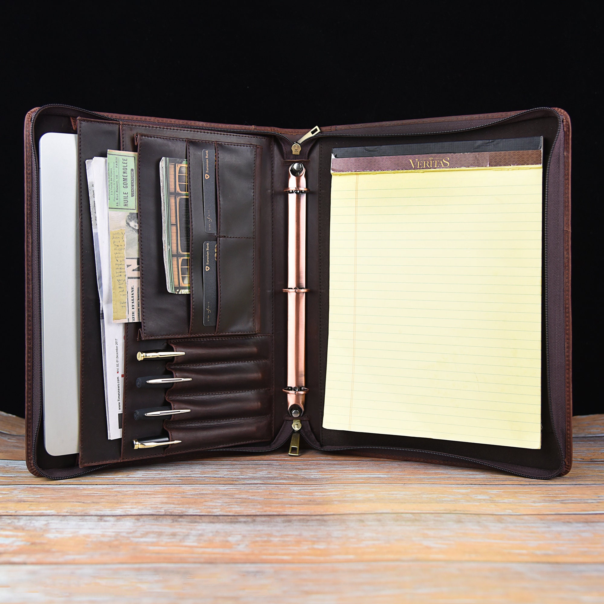 3 Ring Binder With ZipperPersonalized Genuine Leather Etsy