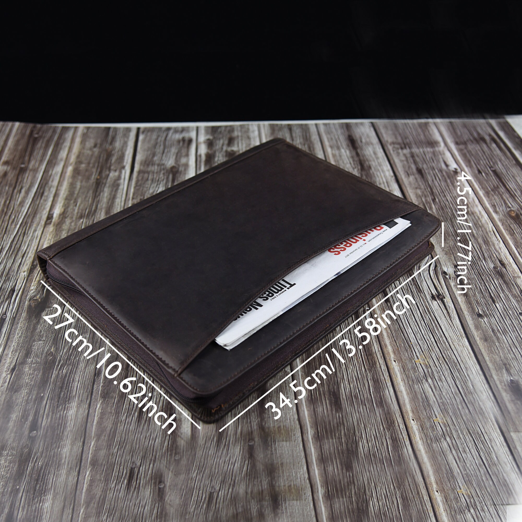 Leather 3 Ring Zippered Binder With A4 Notepad HolderPadfolio Etsy