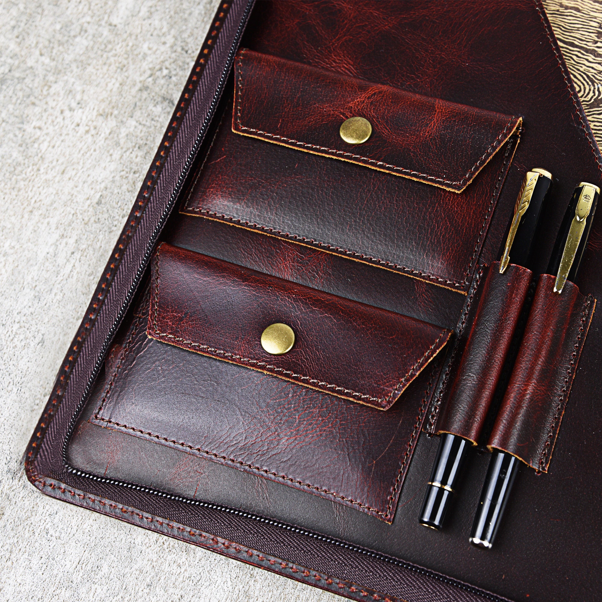 mens leather binder