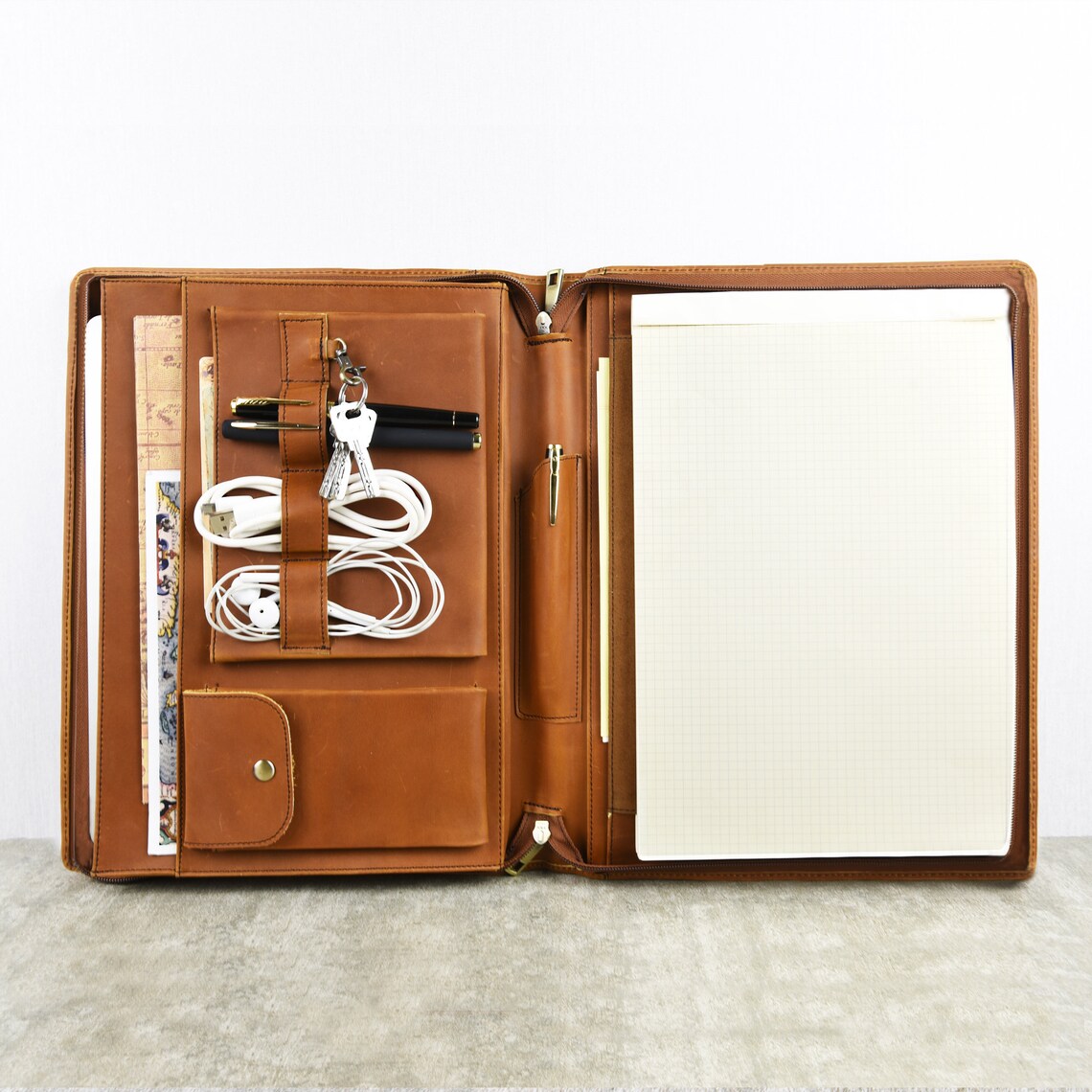 Leather Portfolio Personalized Leather Organizer Portfolio Etsy