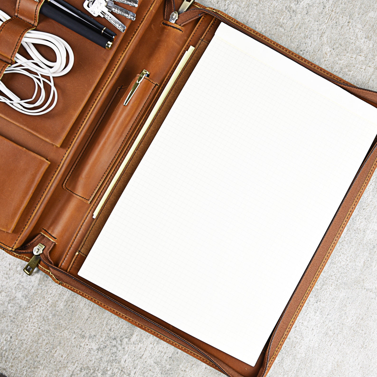 Leather Portfolio Personalized Leather Organizer Portfolio Etsy