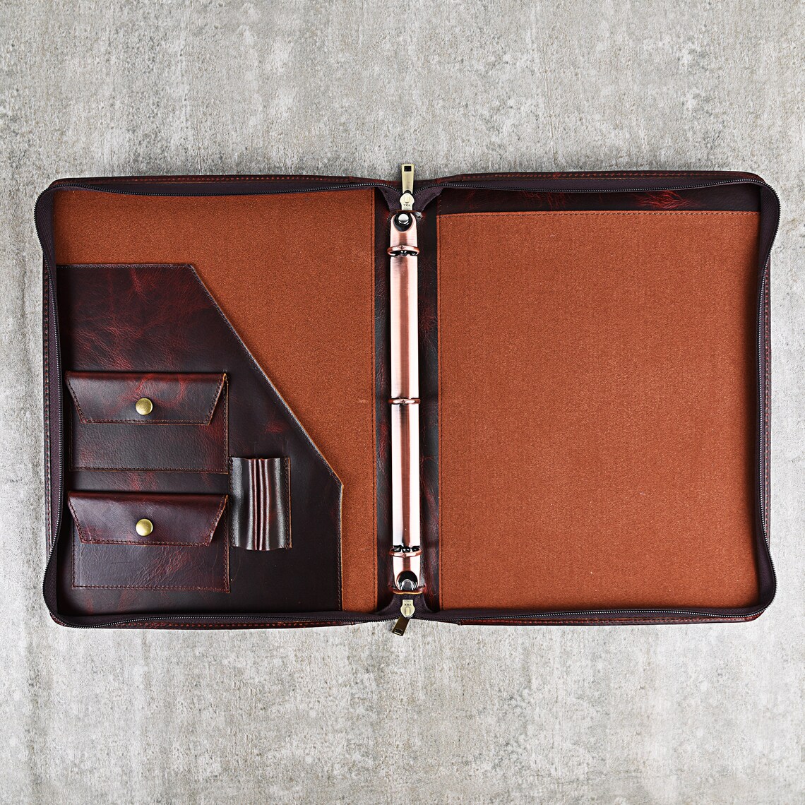 Leather Portfolio Handmade Crafted for Men 3 Ring Binder Etsy