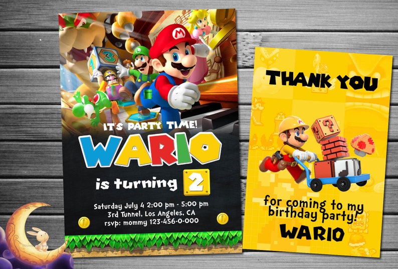 Super Mario Invitation Super Mario Bros Invitation Super Etsy