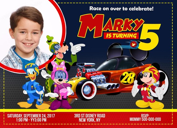 MICKEY ROADSTER RACERS PERSONALISED BIRTHDAY CARD ANY NAME AGE RELATION