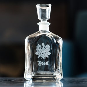 Gepersonaliseerde whiskykaraf, gegraveerde Polish Pride-karaf, aangepast huwelijkscadeau, Pools vriendje cadeau, cadeau echtgenoot, cadeaus bruidsjonkers