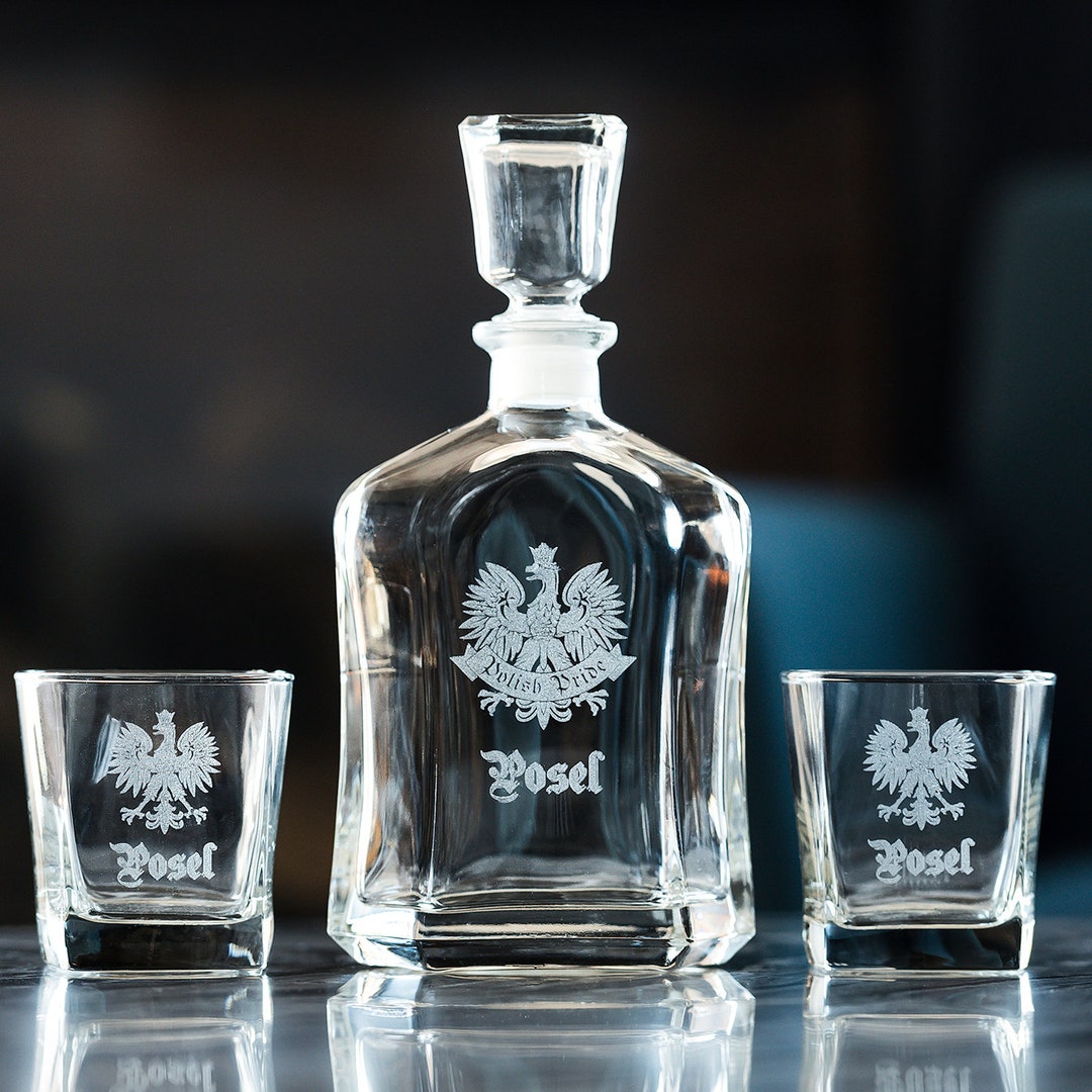 Personalized Whiskey Decanter Set, Engraved Polish Pride Decanter Rocks ...