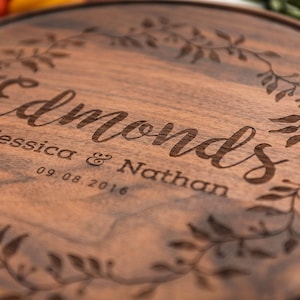 Personalized Cutting Board, Wedding Gifts for Couple, Round Wood Cutting Board, Engagement Gifts for Couple, 5th Anniversary Gift