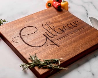 Custom Cutting Board, Personalized Wood Cutting Board, Wedding Gift for Couple, Engraved 5th Anniversary Gift, Housewarming Gift, Engagement