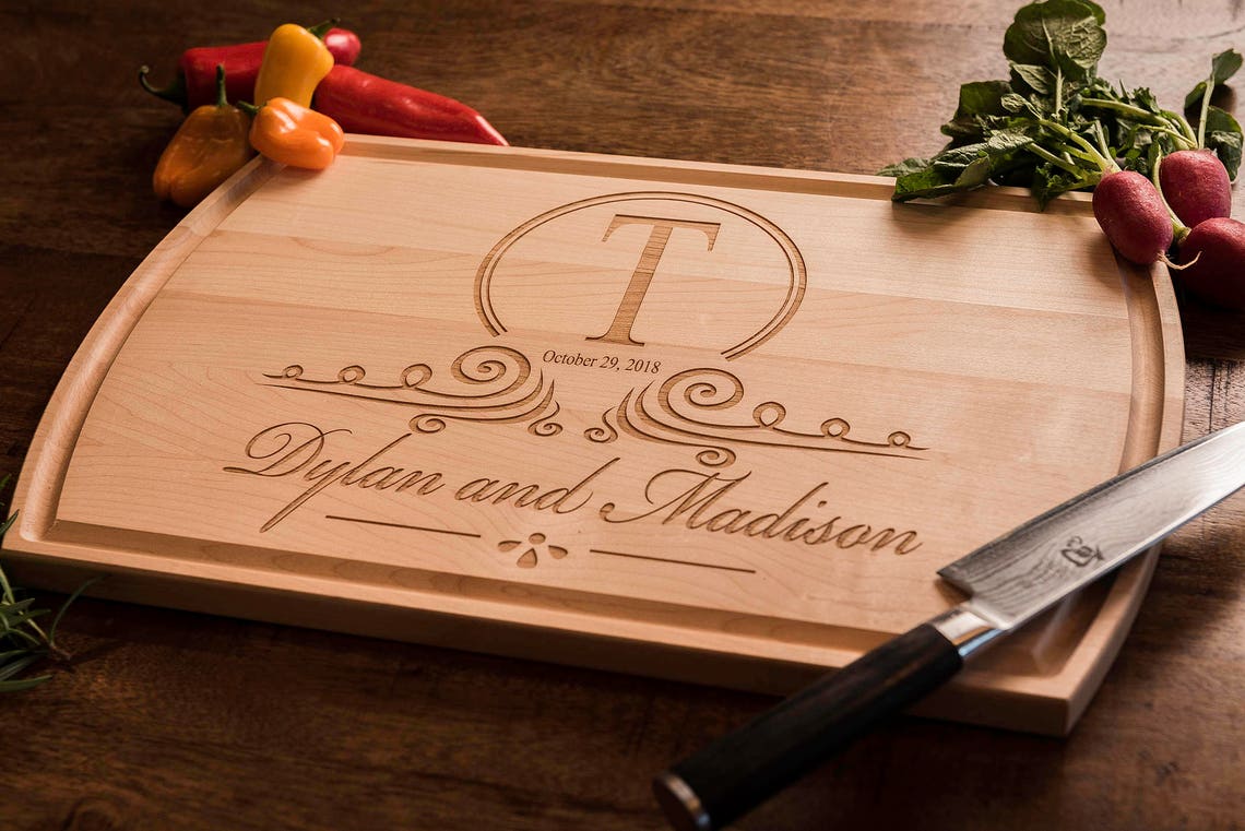 Cutting Board Personalized Wedding Gift Monogrammed Wood Etsy