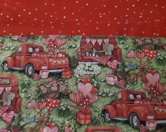 BRAND NEW!! 2024 VALENTINE Reversible Table Runner/Red Trucks and Hearts
