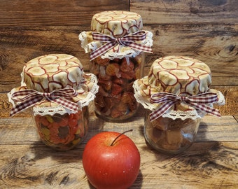 Set of 3 Fall/Autumn/Harvest Mason Jar Bonnets/Toppers/Lid covers- APPLE SLICES