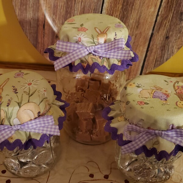 Easter Bunnies Mason Jar Bonnets/ set of 3